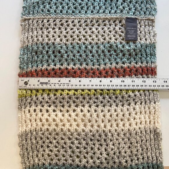 Eddie Bauer Striped Infinity Scarf 90% Acrylic 10% Wool Multicolor Knit lime - Picture 6 of 8